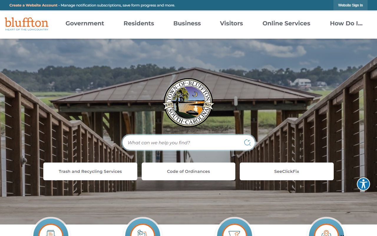 Town of Bluffton official website used as reference for Bluffton probate court records and local government context