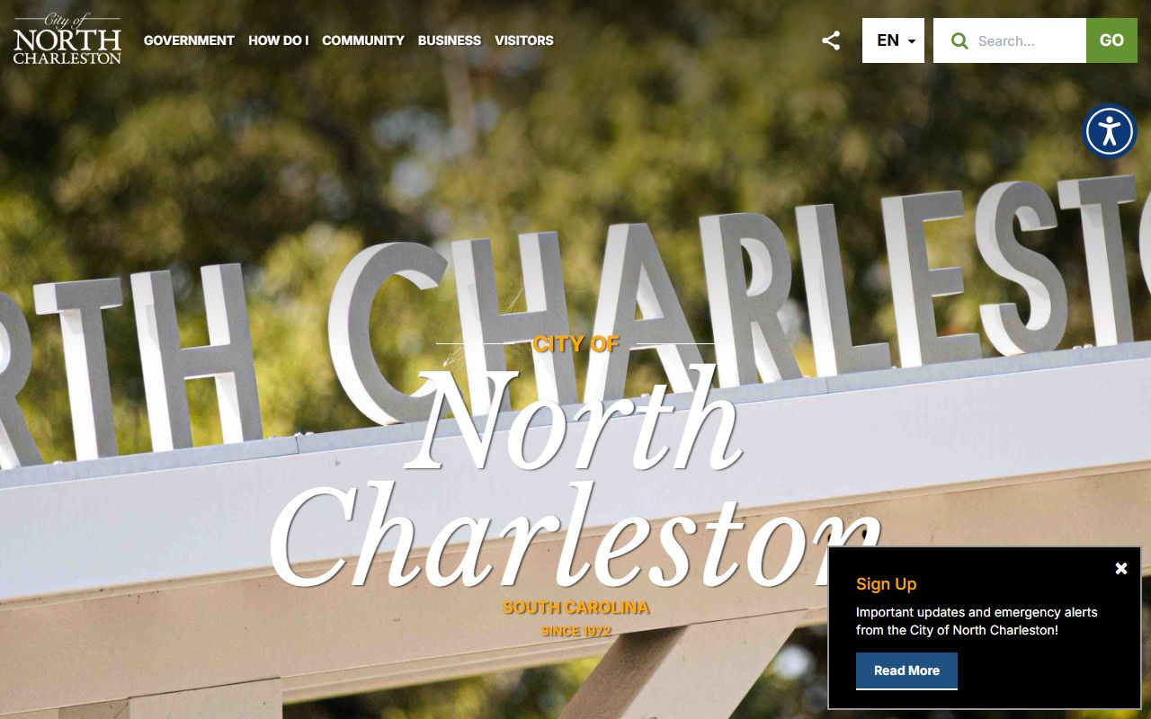 City of North Charleston official website showing municipal information for residents seeking North Charleston probate court records