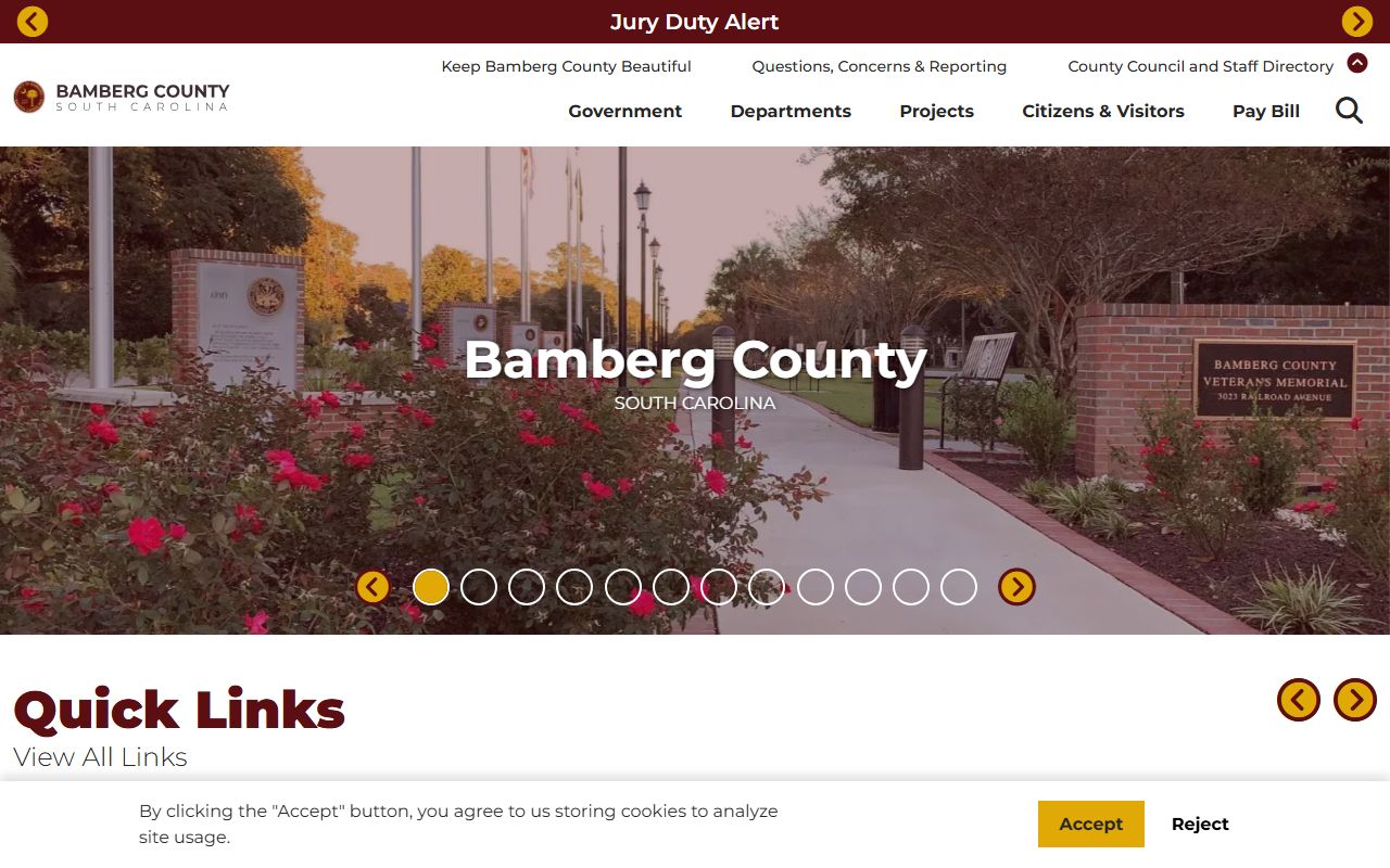 Bamberg County official website with resources for Bamberg County probate court records and services