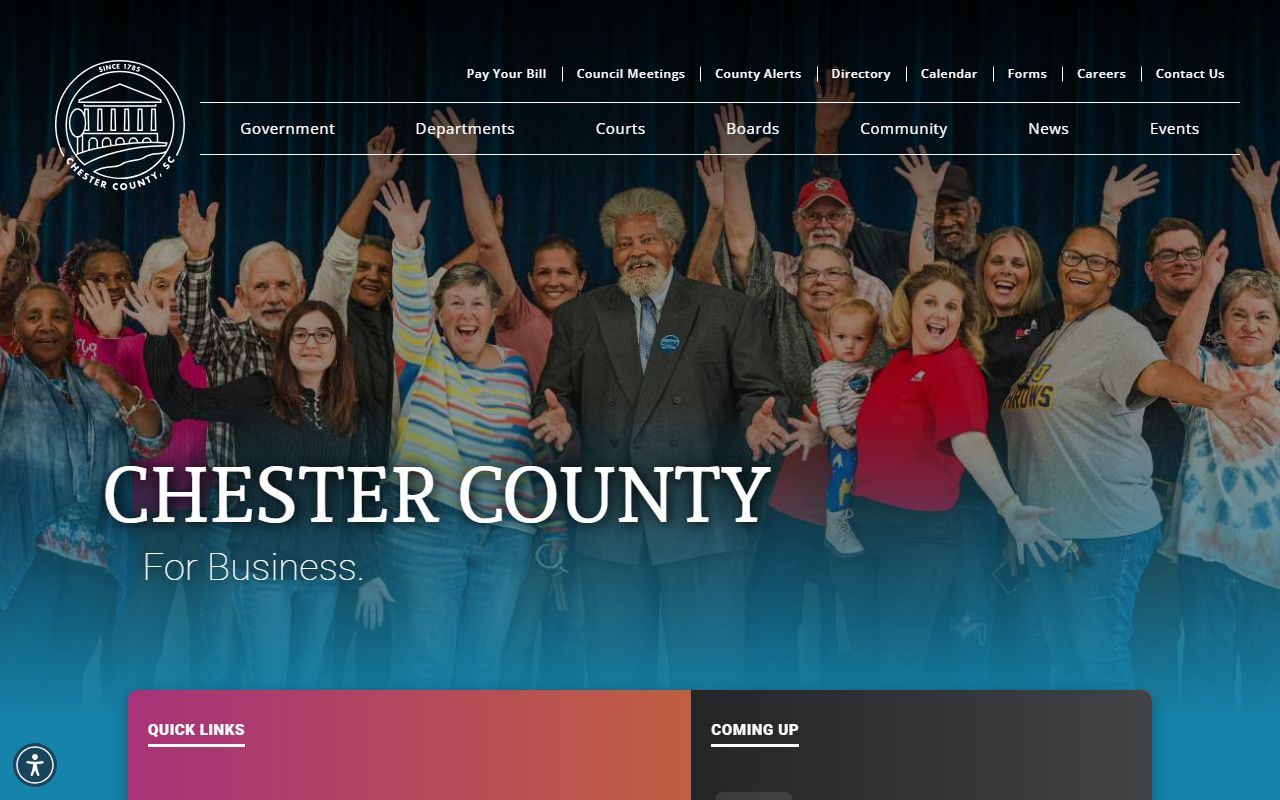 Chester County official website for probate court records and county services