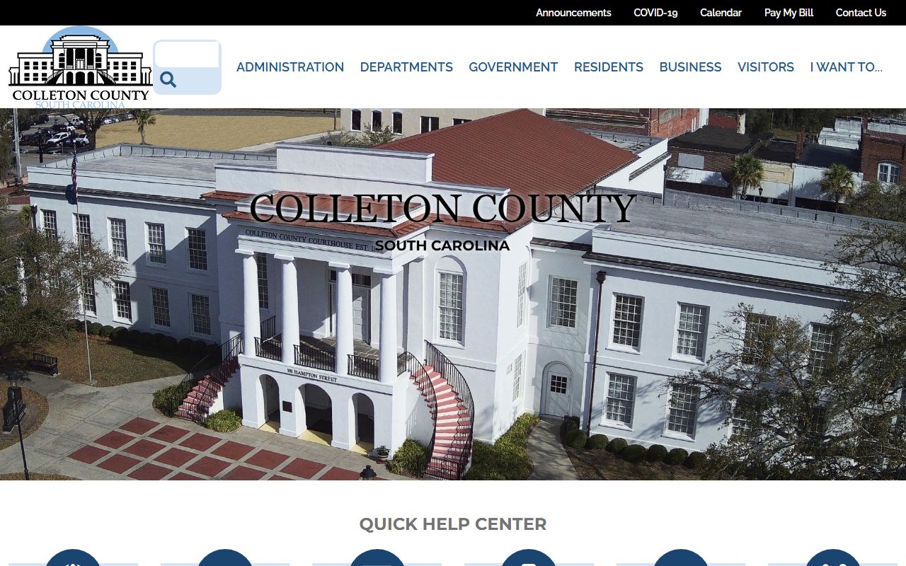 Colleton County official website for probate court records and county services in Walterboro